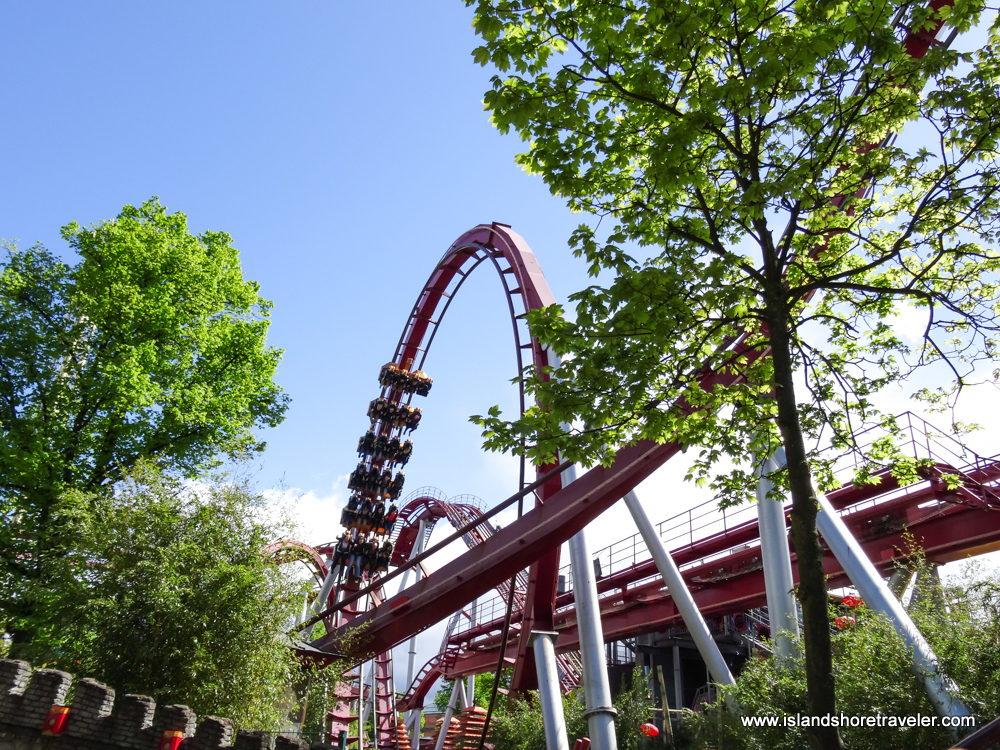 steel roller coaster at Tivoli Gardens in Copenhagen